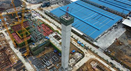 80米高煙囪、提前14天封頂！